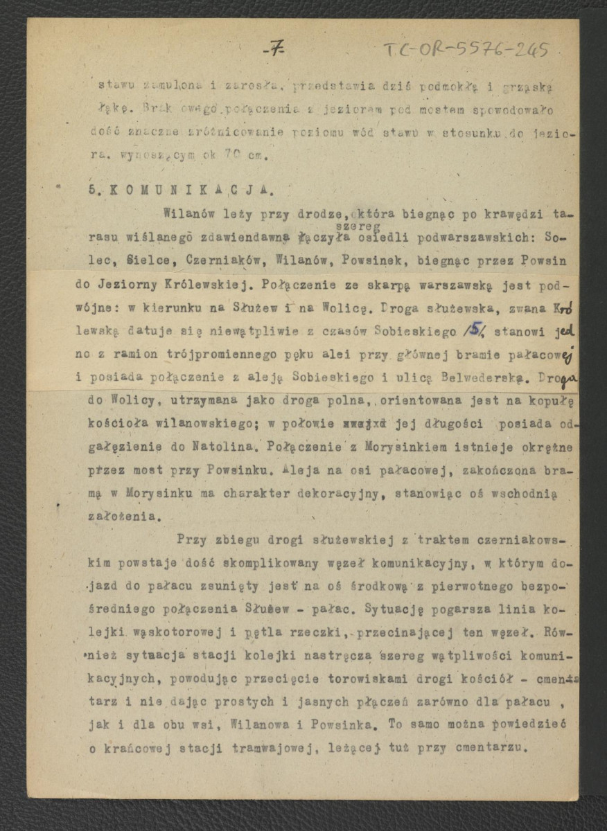 tekst autorstwa G. Ciołka pt. Ogród w Wilanowie. Badania i problemy konserwatorskie z maja 1947 r.                         , skan 8