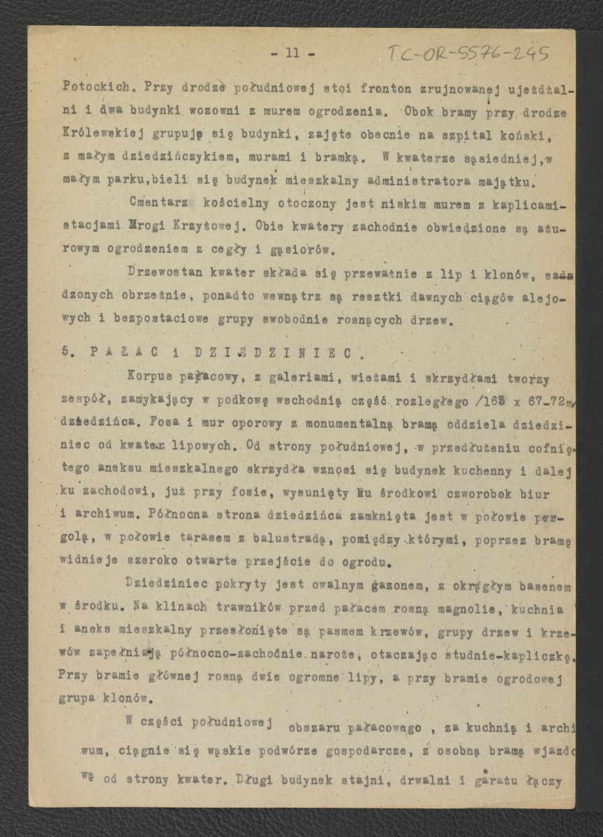 tekst autorstwa G. Ciołka pt. Ogród w Wilanowie. Badania i problemy konserwatorskie z maja 1947 r.                         , skan 12