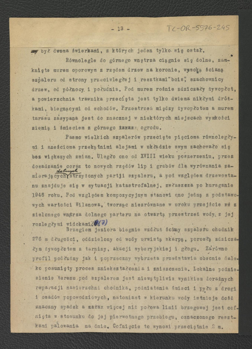 tekst autorstwa G. Ciołka pt. Ogród w Wilanowie. Badania i problemy konserwatorskie z maja 1947 r.                         , skan 14