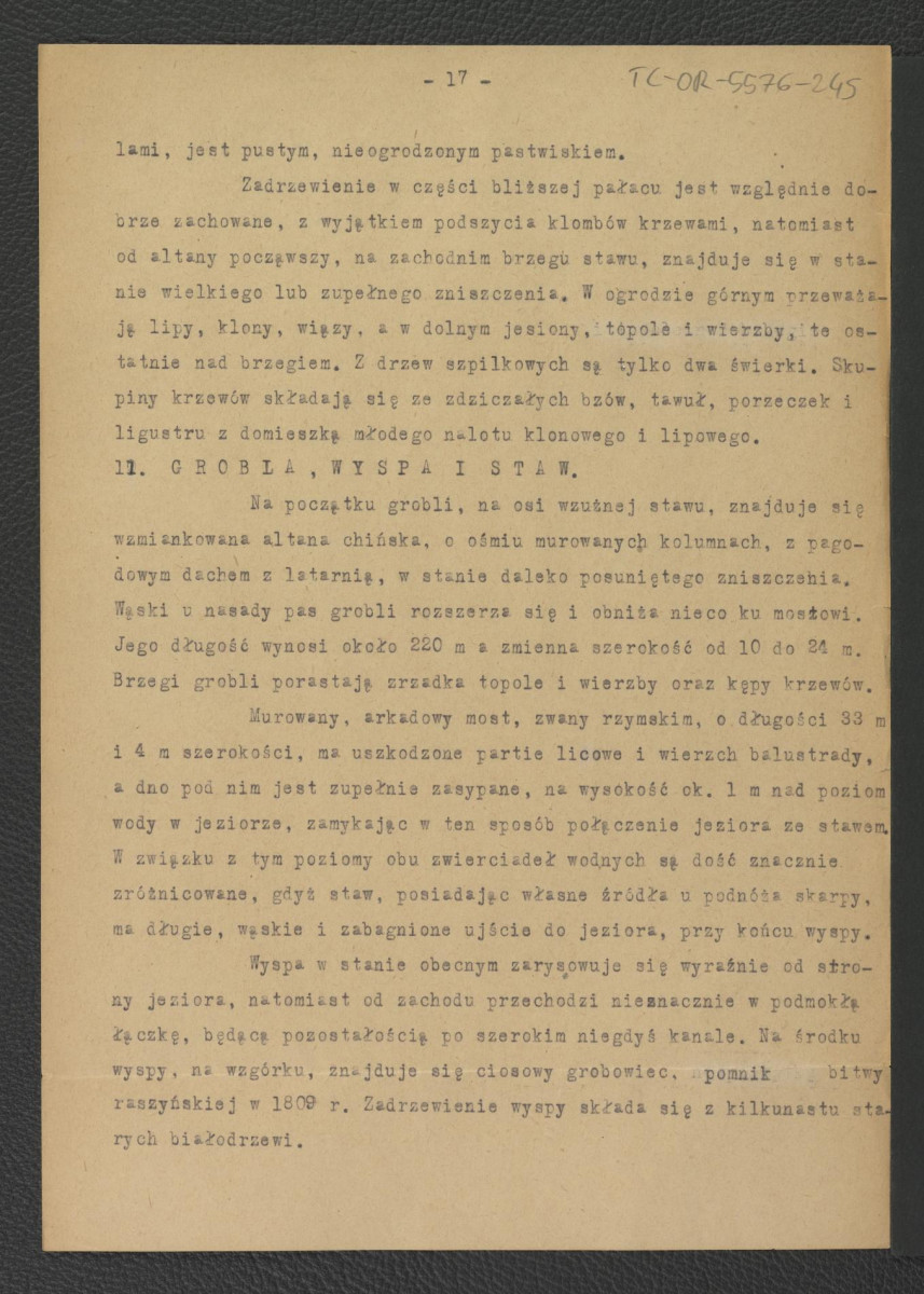 tekst autorstwa G. Ciołka pt. Ogród w Wilanowie. Badania i problemy konserwatorskie z maja 1947 r.                         , skan 18