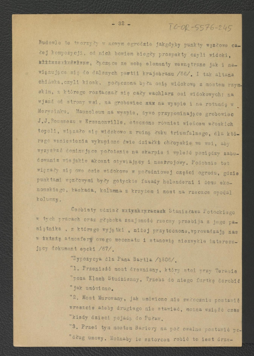 tekst autorstwa G. Ciołka pt. Ogród w Wilanowie. Badania i problemy konserwatorskie z maja 1947 r.                         , skan 22