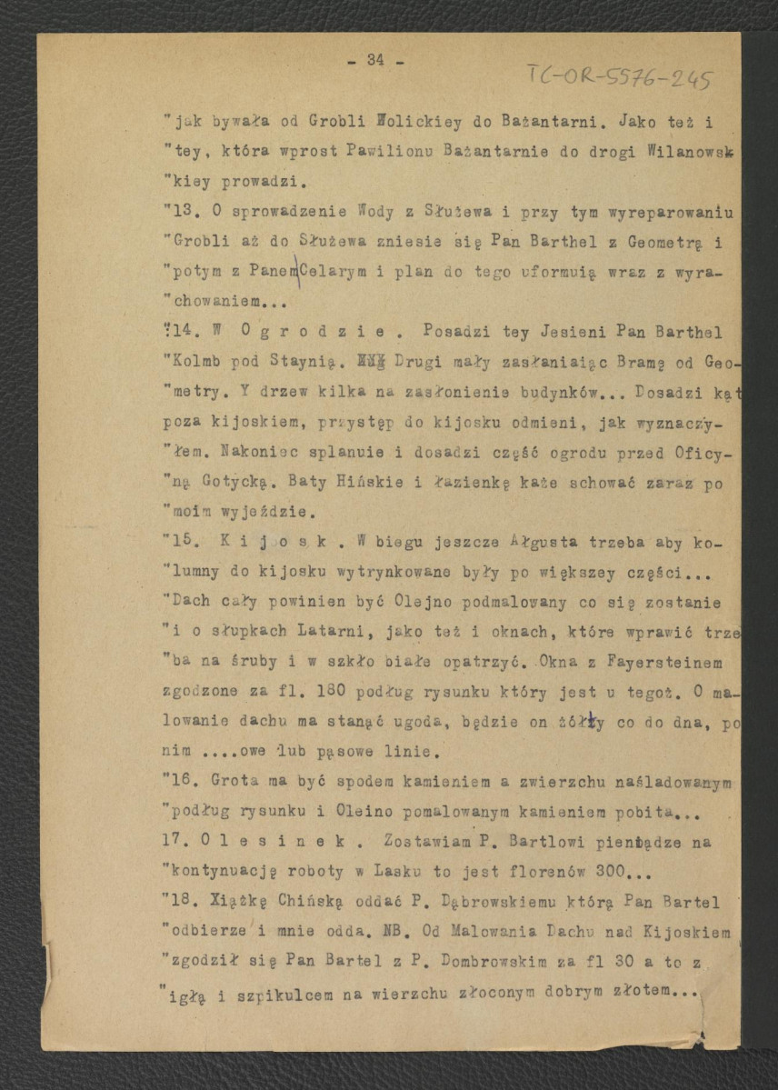 tekst autorstwa G. Ciołka pt. Ogród w Wilanowie. Badania i problemy konserwatorskie z maja 1947 r.                         , skan 24