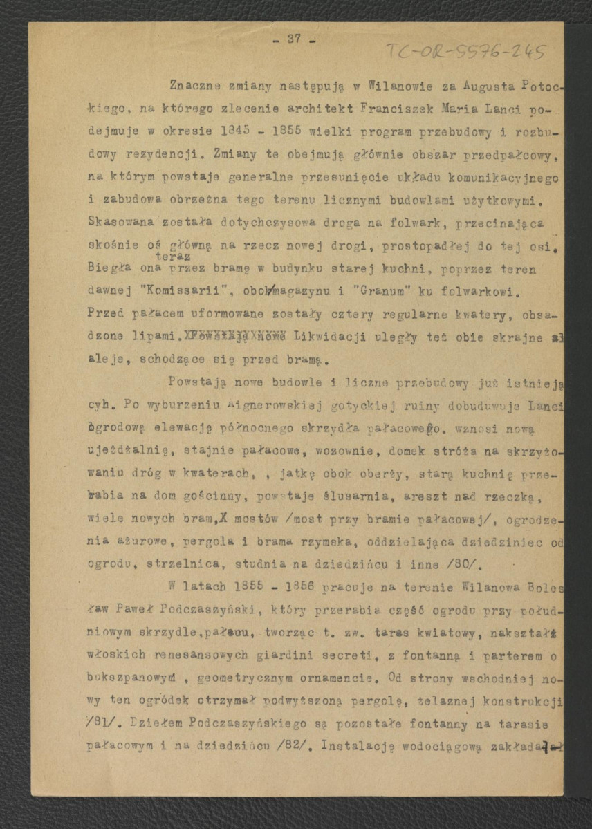 tekst autorstwa G. Ciołka pt. Ogród w Wilanowie. Badania i problemy konserwatorskie z maja 1947 r.                         , skan 27