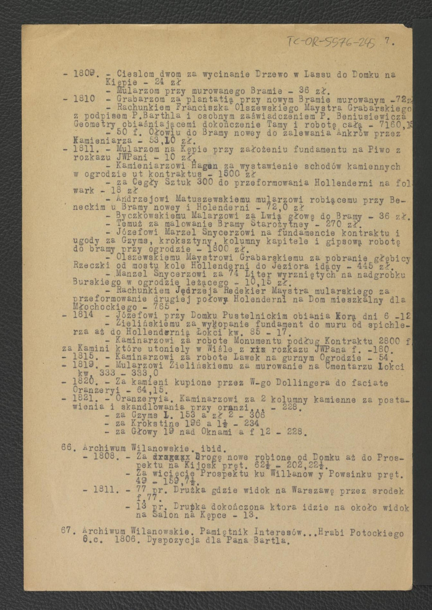 tekst autorstwa G. Ciołka pt. Ogród w Wilanowie. Badania i problemy konserwatorskie z maja 1947 r.                         , skan 41