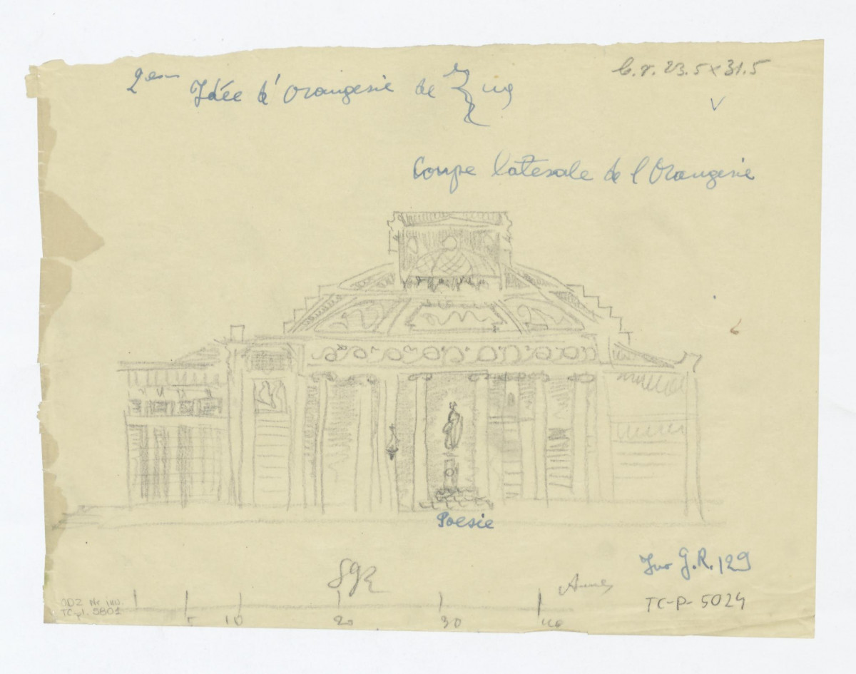 oranżeria ogrodowa według Zuga - widok elewacja bocznej odrys), skan 1