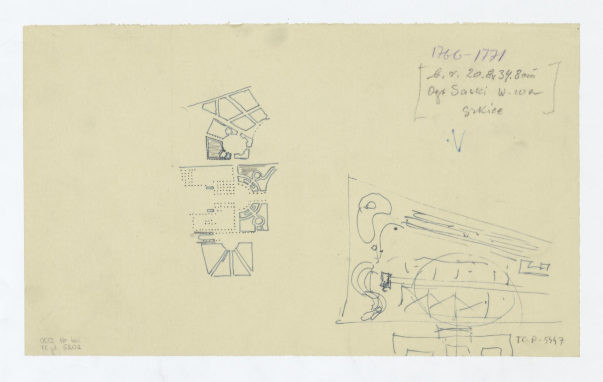 Ogród Saski-szkice robocze do adaptacji i rekonstrukcji ogrodu dotyczące okresu 1766 - 1771, skan 1