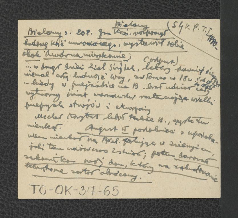 wypis z Słownika Geograficznego Królestwa Polskiego t. I, s. 208 dotyczący usytuowania klasztoru oraz jego dziejów , skan 1