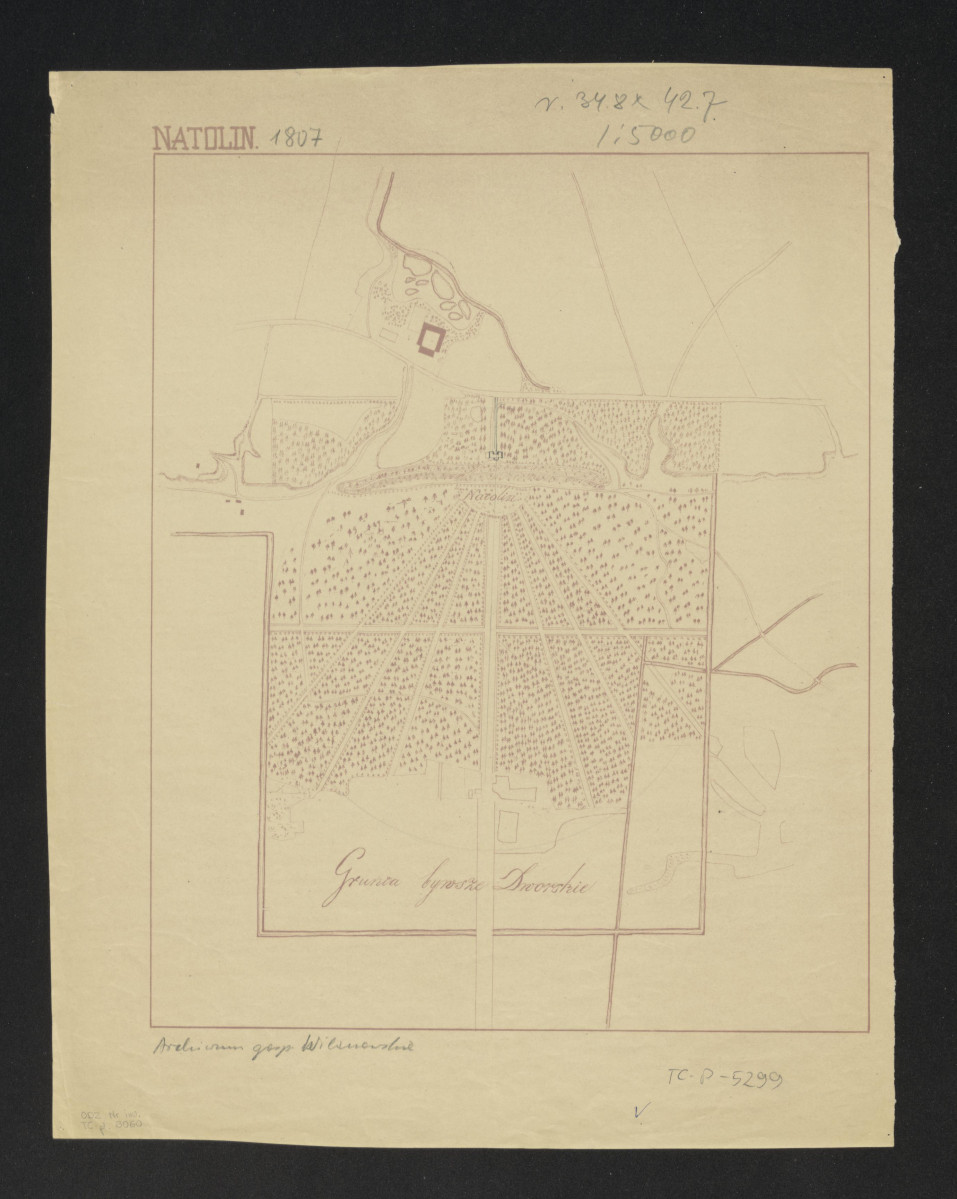 Natolin-konstrukcja planu parku - stan z 1807 roku (odrys), skan 1