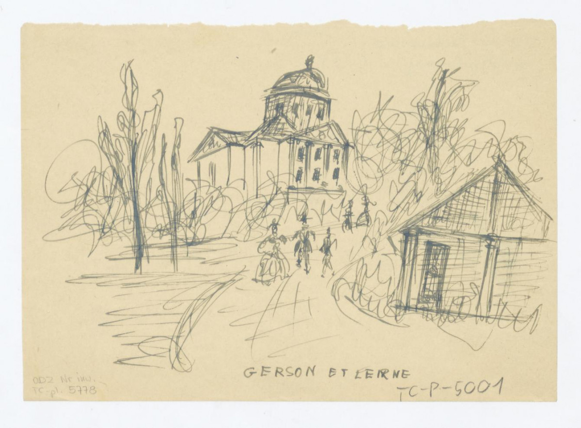 widok perspektywiczny. Przerys. Napis: GERSON ET LEIRNE, skan 1