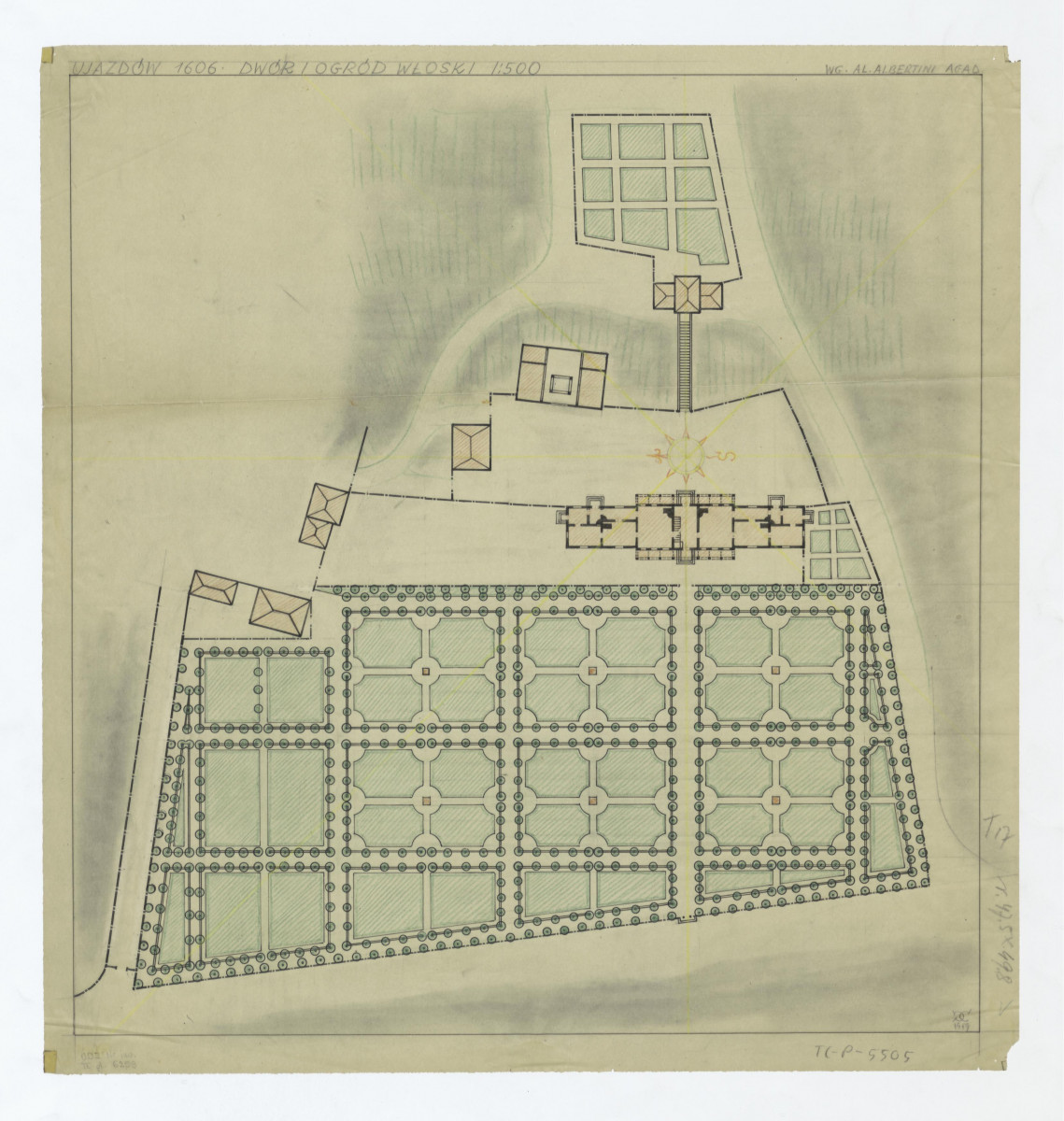 Ujazdów-Ujazdów 1606. Dwór i ogród włoski, według Al.. Albertini, AGAD, skan 1