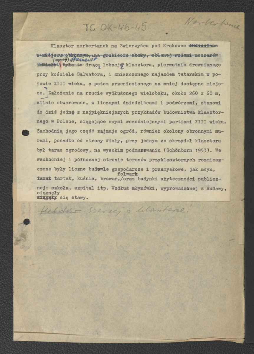 notatka dotycząca usytuowania miejscowego klasztoru , skan 2