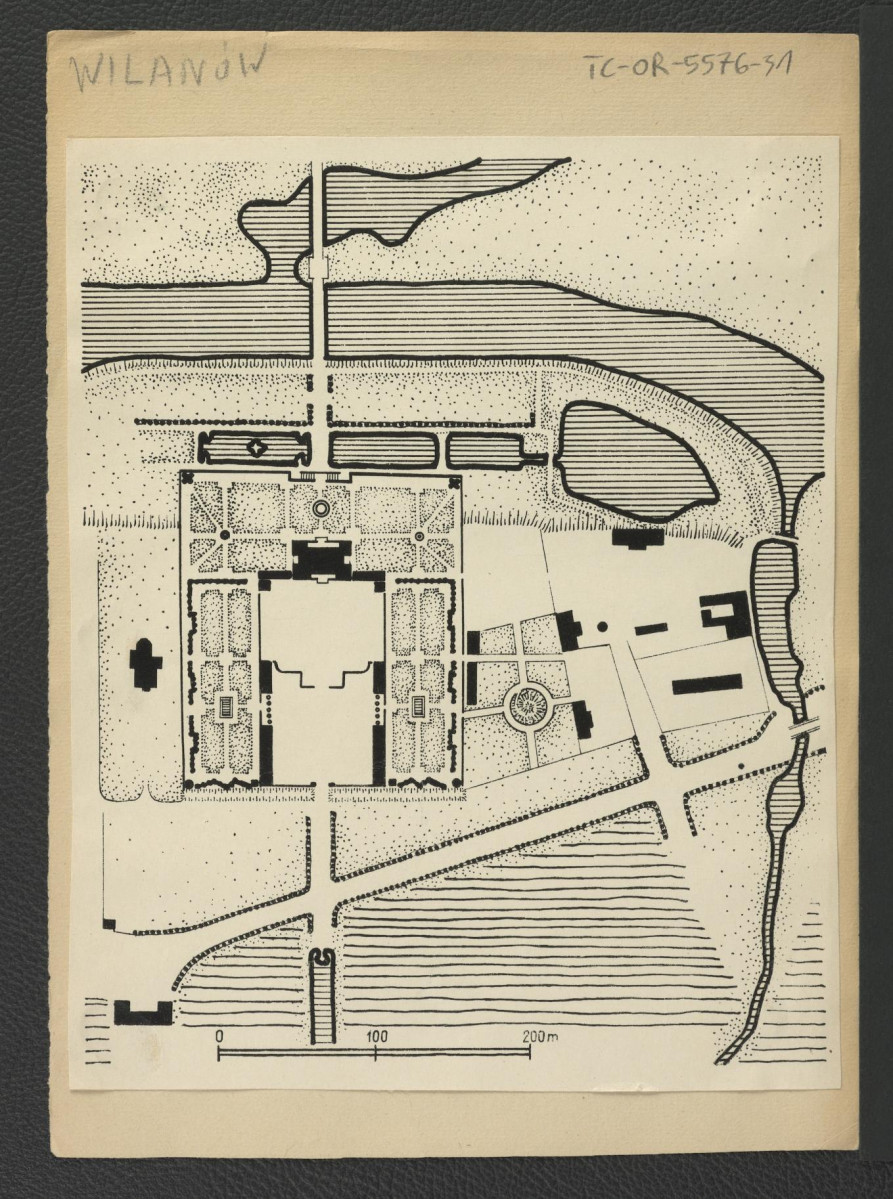 fragment planu miejscowego zespołu pałacowo-ogrodowego z 1682 r.; nadbitka planu zamieszczonego w Ciołek G., Ogrody polskie, Warszawa 1954, s. 63, skan 2