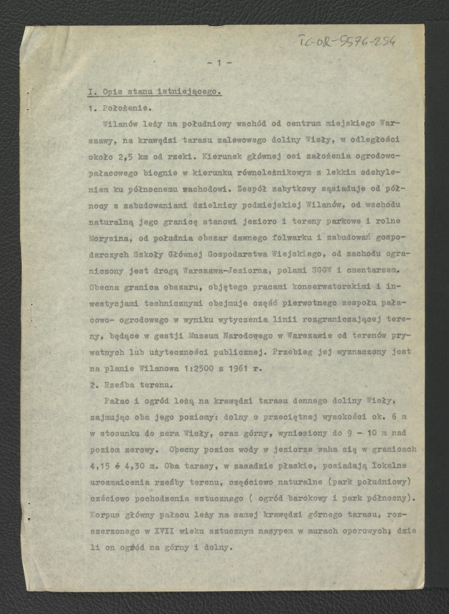 projekt wstępny odbudowy zabytkowego ogrodu pałacowego – opis techniczny opracowany przez G. Ciołka w 1961 r. , skan 2