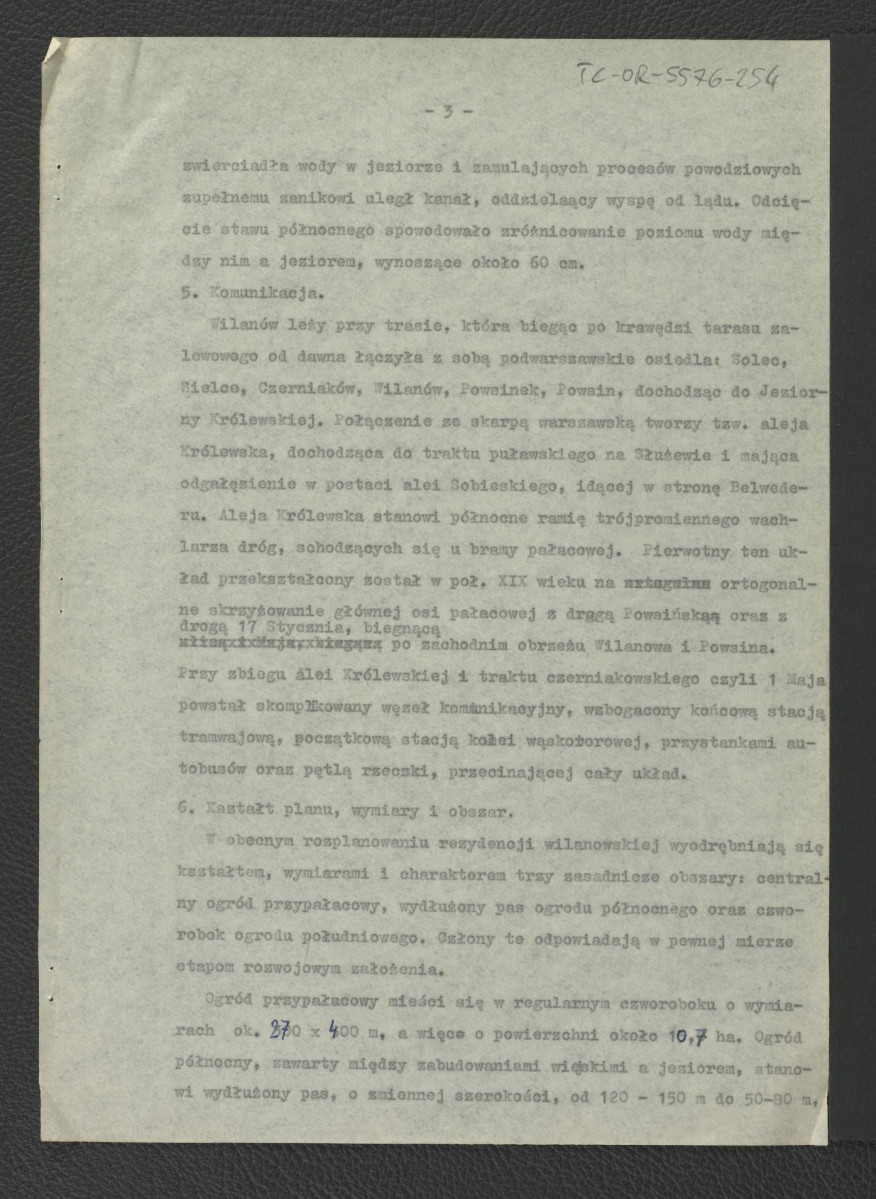 projekt wstępny odbudowy zabytkowego ogrodu pałacowego – opis techniczny opracowany przez G. Ciołka w 1961 r. , skan 4