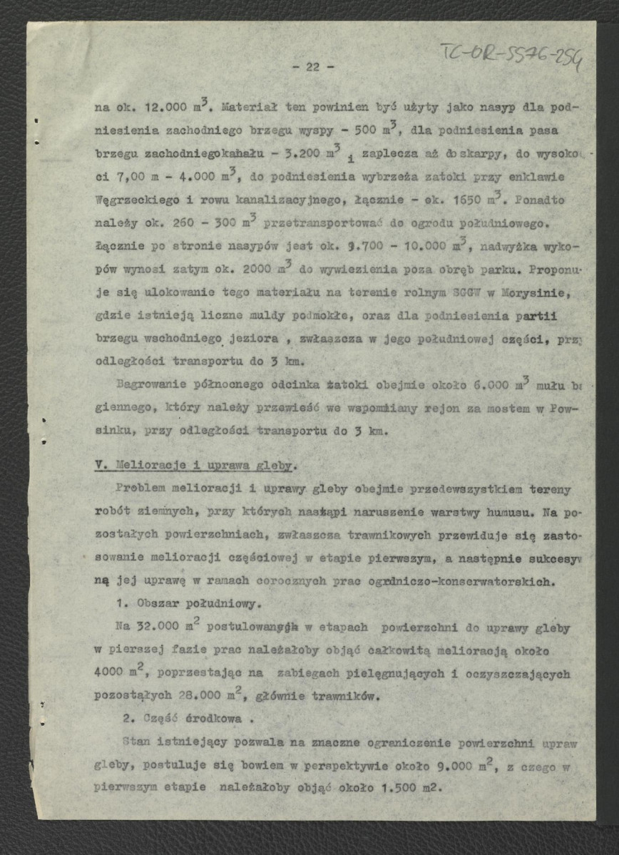 projekt wstępny odbudowy zabytkowego ogrodu pałacowego – opis techniczny opracowany przez G. Ciołka w 1961 r. , skan 23