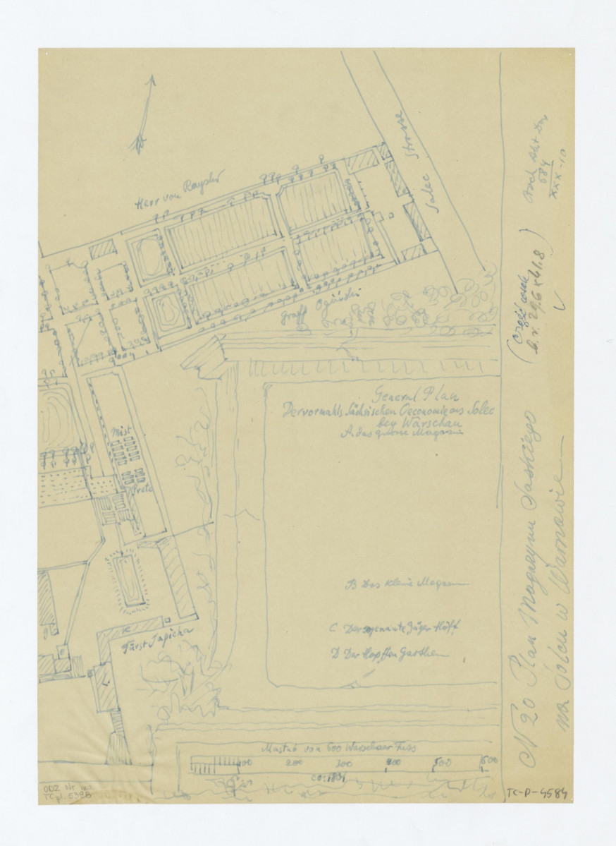 odrys planu sytuacyjnego magazynu Saskiego i ogrodów (część wschodnia), skan 1