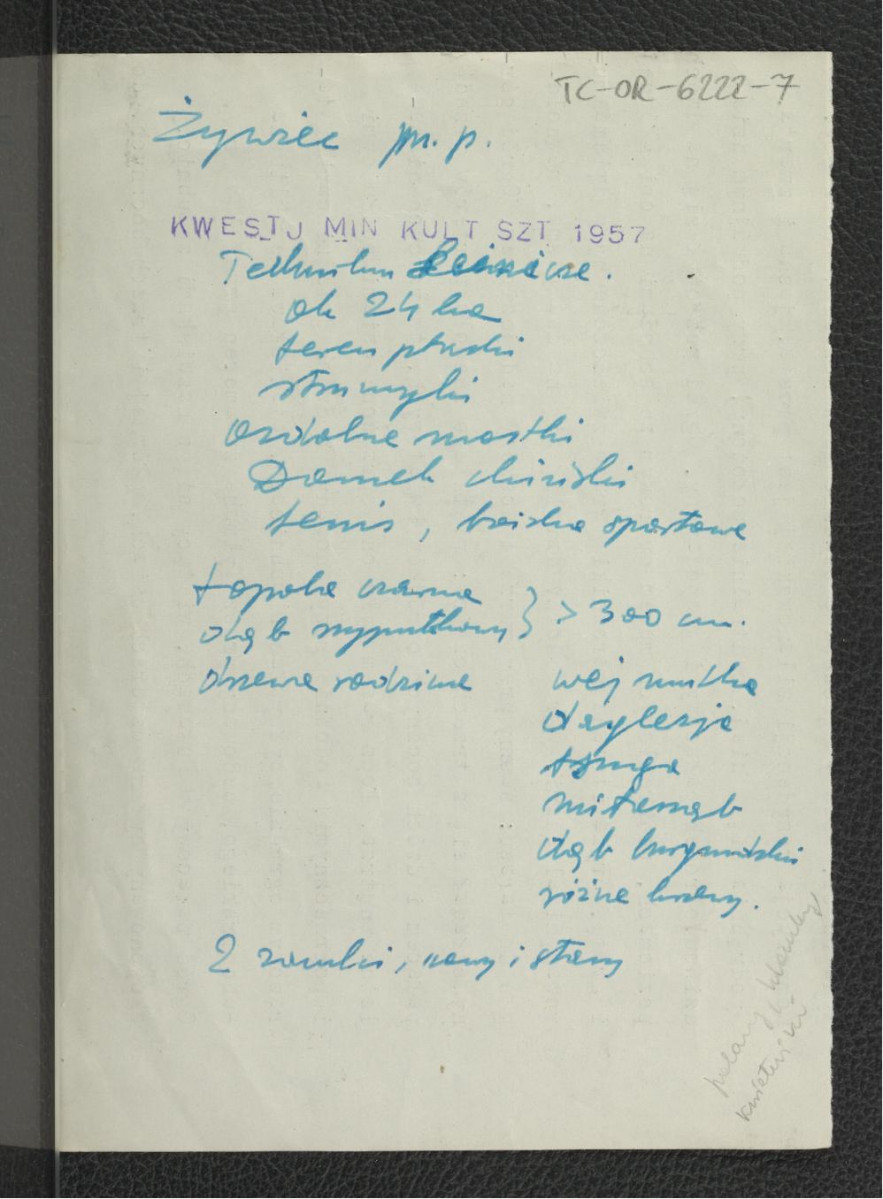wypis z Kwestionariusz Ministerstwa Kultury i Sztuki  z 1957 r.             , skan 1