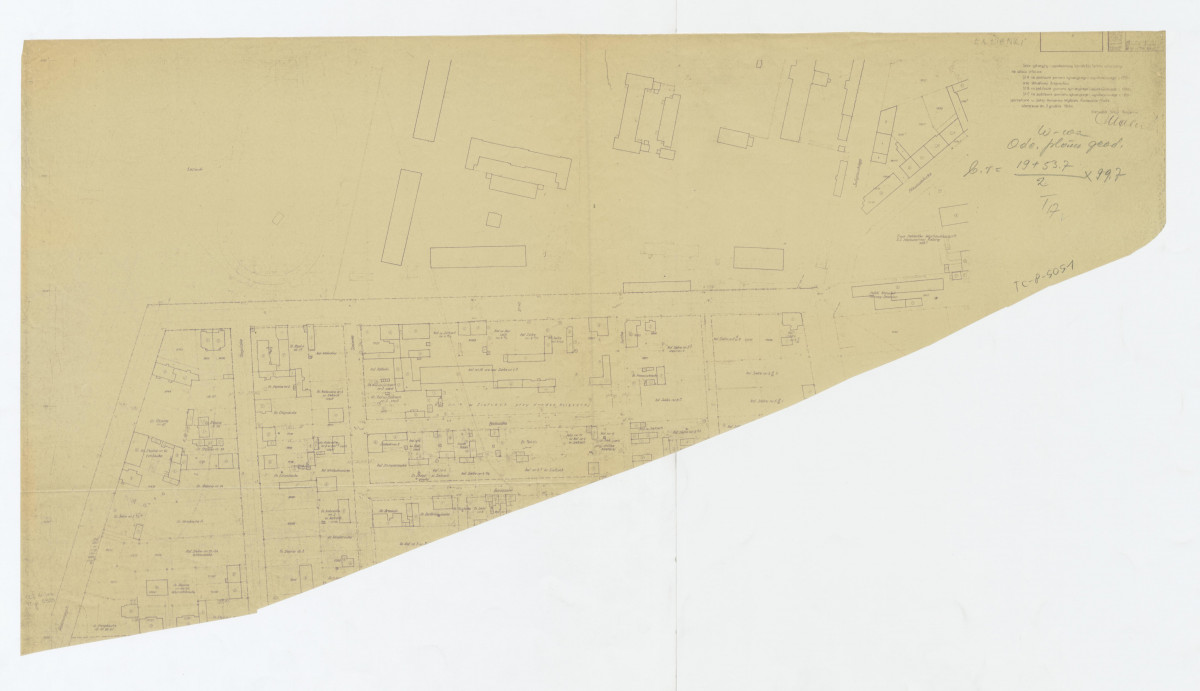 Łazienki Królewskie - plan m. st. Warszawy - sytuacyjno - wysokościowy. Odcinek południowo - zachodniej części Łazienek, skan 1