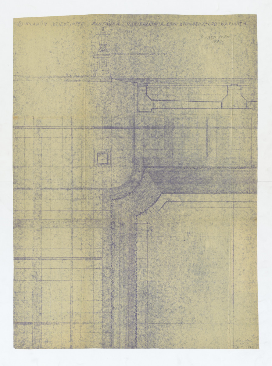Wilanów-projekt fontanny i nawierzchni cour d'honneur - wariant 1, skan 1