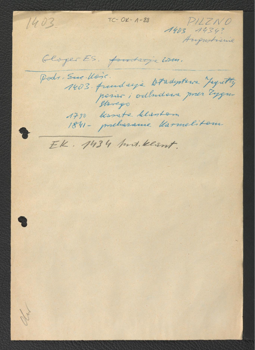 odsyłacz do Gloger Zygmunt, Encyklopedia Staropolska, Warszawa 1902 oraz Podręczna Encyklopedia Kościelna, red. ks. Zygmunt Chełmicki wzmiankujący najważniejsze wydażenia w dziejach klasztoru, skan 1