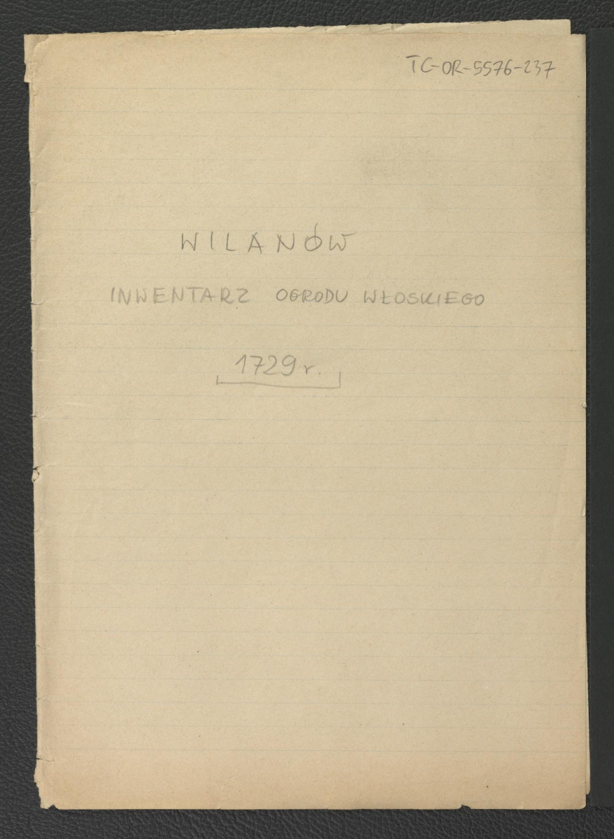 Inwentarz ogrodu włoskiego 1729r., skan 1