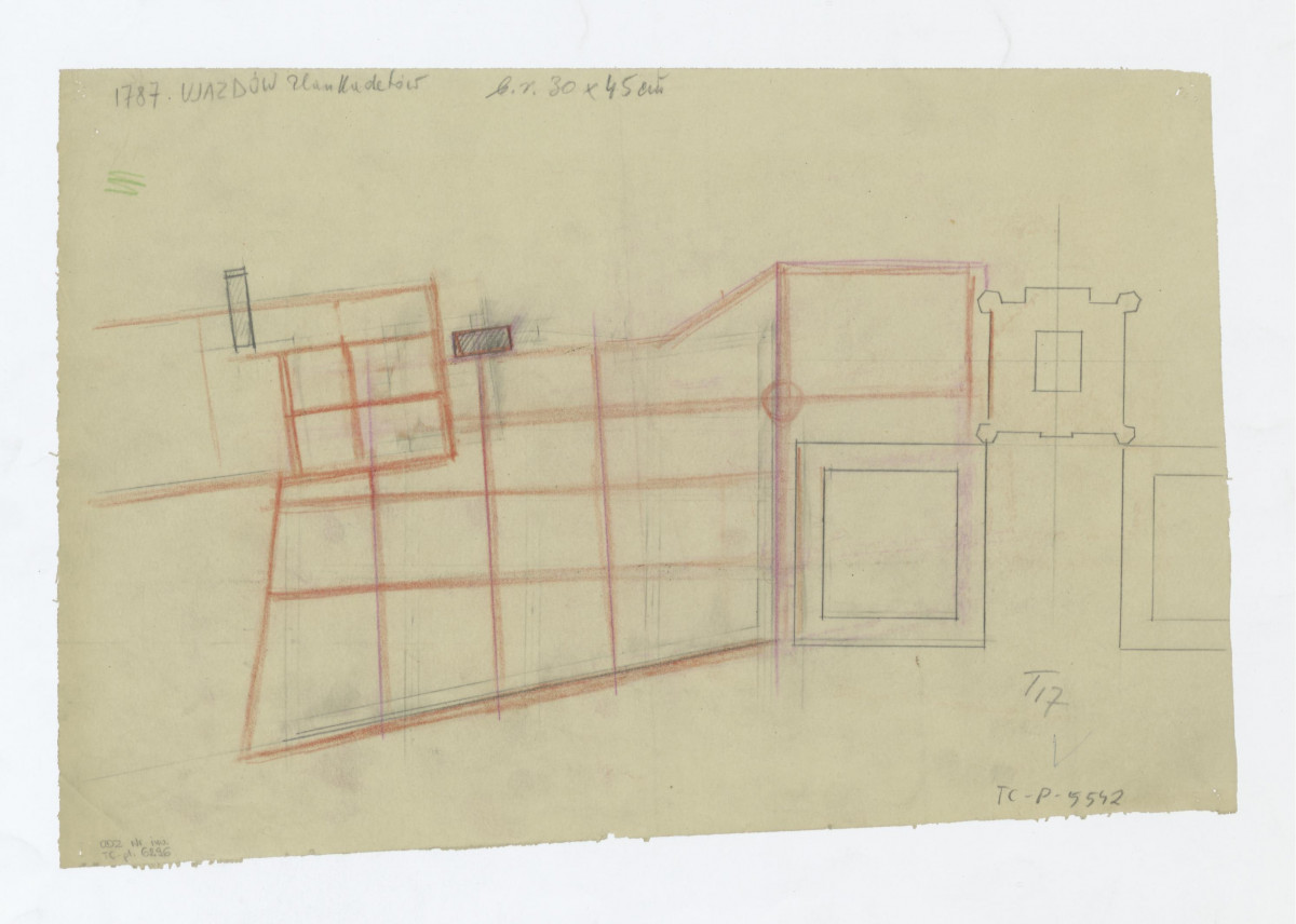 Ujazdów-szkicowa rekonstrukcja alej ogrodu według planu kadetów z 1787 roku, skan 1