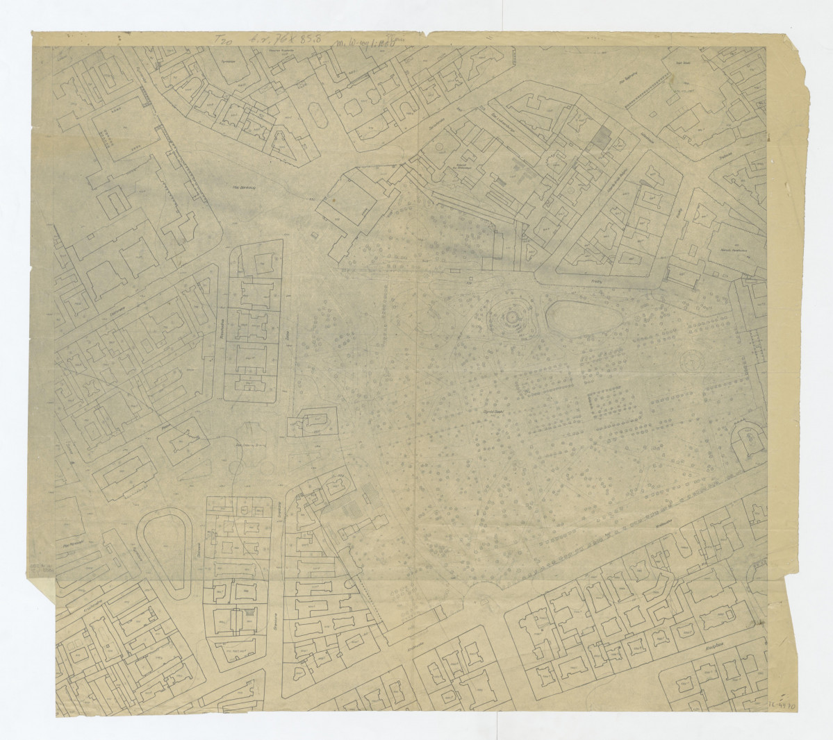plan m. Warszawy - sytuacja okolic Rymarskiej, Placu Żelaznej Bramy  i Granicznej, skan 1