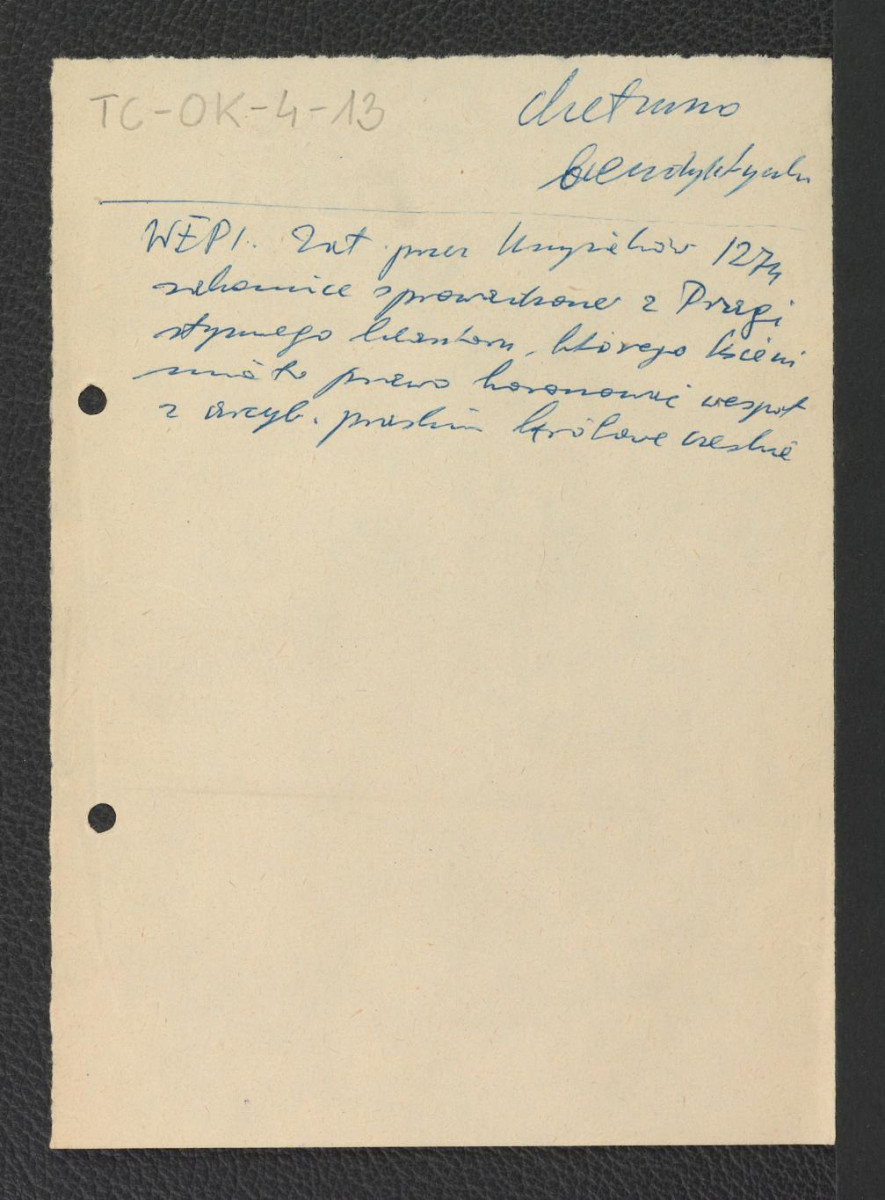 wypis z Wielkiej Encyklopedii Powszechnej Ilustrowanej dotyczący założenia klasztoru przez krzyżaków w 1274 roku oraz zgromadzenia mniszek z Pragi, skan 1