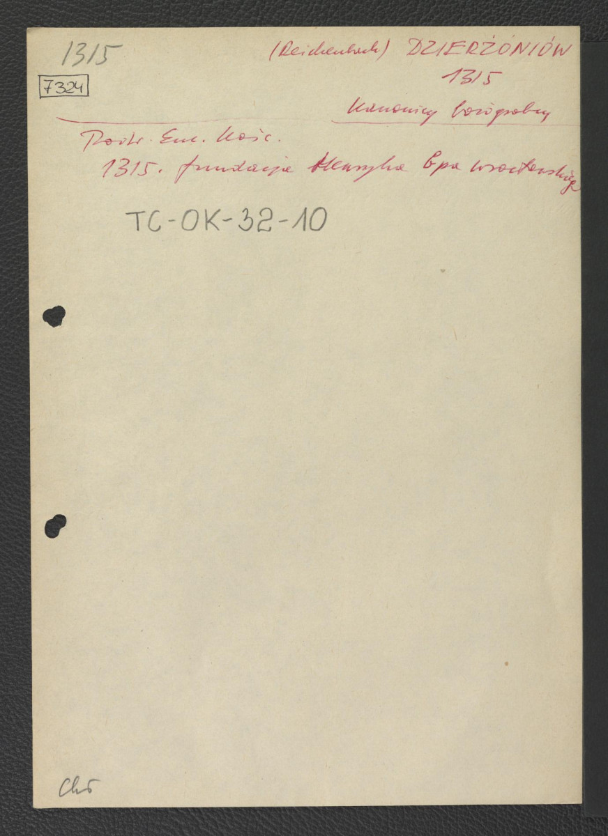odsyłacz do Podręczna Encyklopedia Kościelna, red. ks. Zygmunt Chełmicki, t. I-XLIV, Warszawa, 1904-1916 wzmiankujący ufundowanie miejscowego zgromadzenia w 1315 r. przez biskupa wrocławskiego Henryka, skan 1