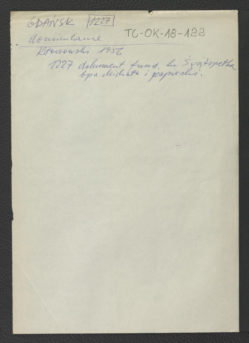 odsyłacz do Kłoczowski, 1956 wzmiankujący dokument fundacyjny z 1227 r. sygnowany przez księcia Świętopełka, biskupa Michała oraz papieża , skan 1