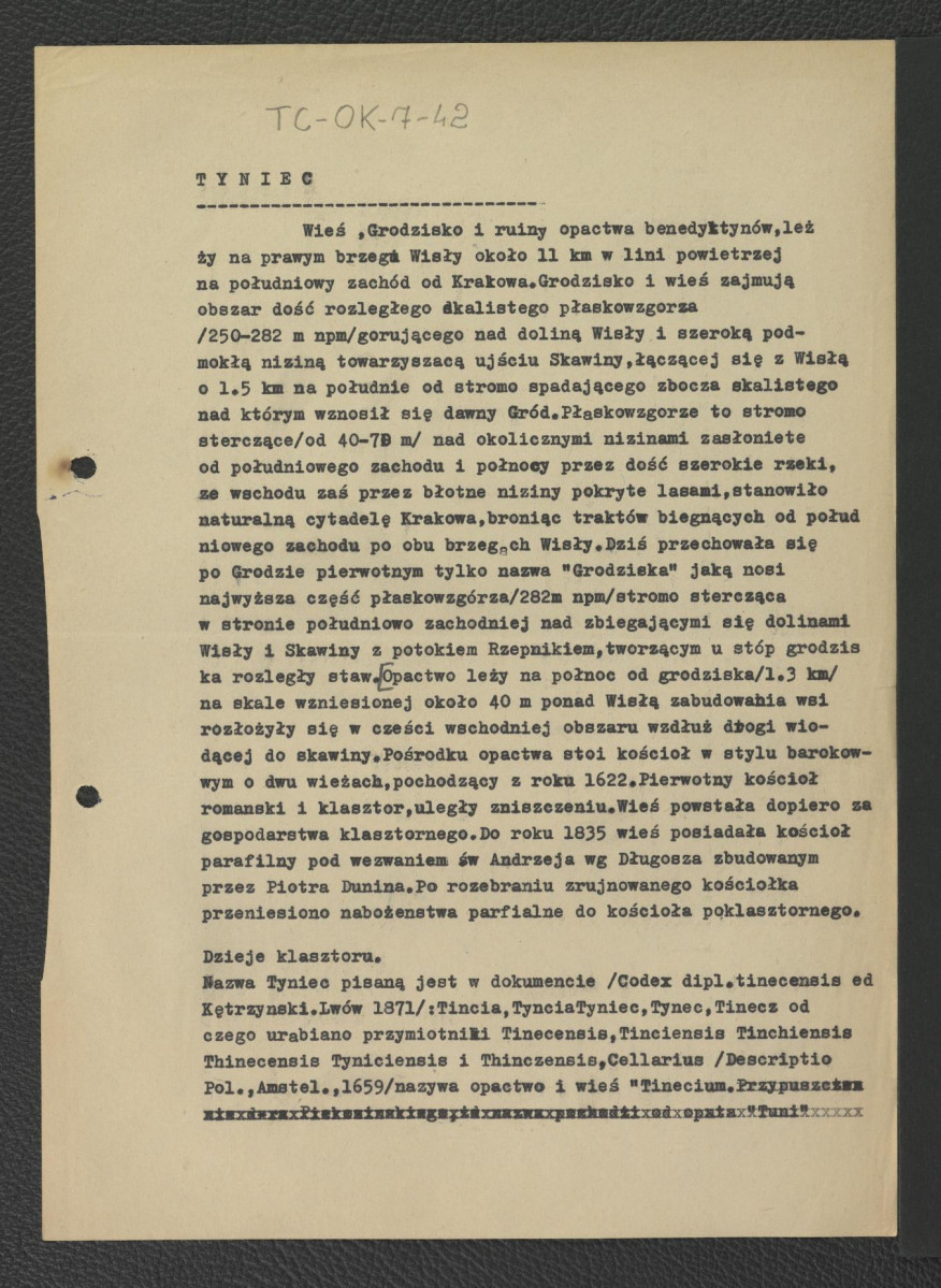 notatki dotyczące usytuowania miejscowej wioski oraz pobliskiego opactwa, fragment dziejów wymienionego klasztoru , skan 1