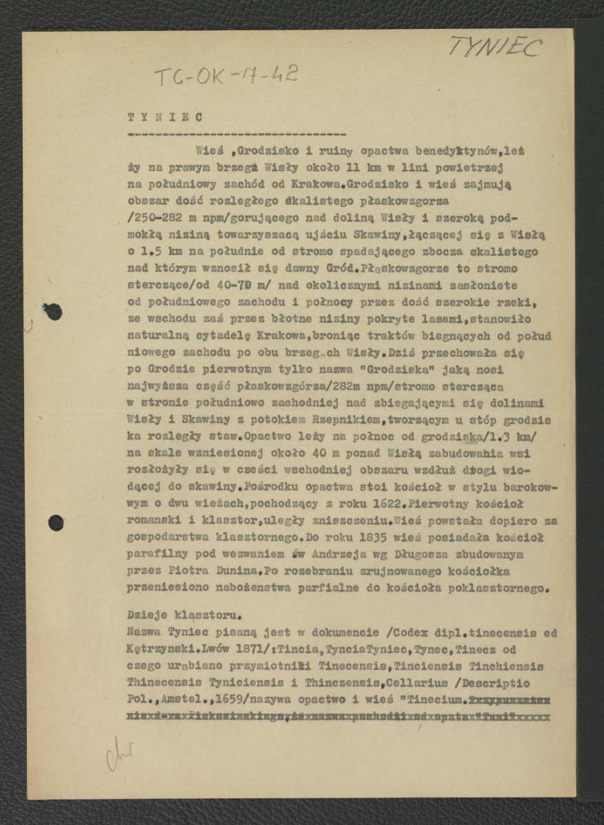 notatki dotyczące usytuowania miejscowej wioski oraz pobliskiego opactwa, fragment dziejów wymienionego klasztoru , skan 2