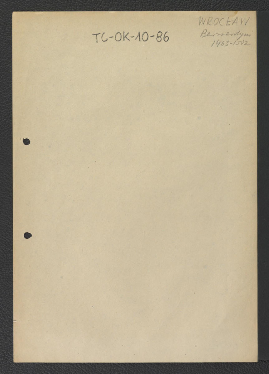 karta o charakterze brudnopisu z datą rozpoczęcia budowy zespołu klasztornego i z przypuszczalną datą jej zakończenia, skan 1