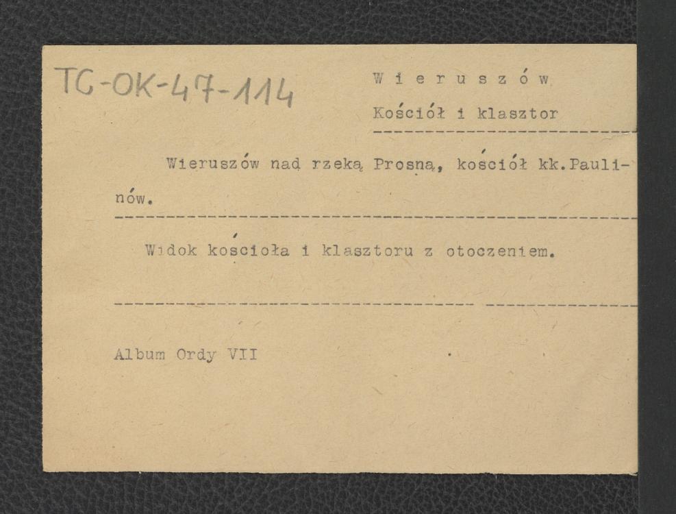 karta inwentaryzacyjna wzmiankująca wyobrażenie ikonograficzne widoku kościoła i klasztoru zamieszczona w Orda Napoleon, Album widoków historycznych Polski…, Warszawa 1873-1883, skan 1
