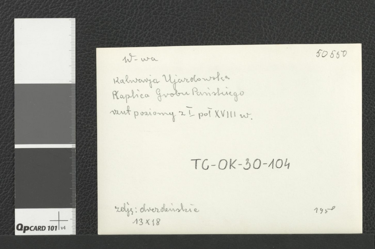 tzw. kaplica Grobu Pańskiego: rzut poziomy z pierwszej poł. XVIII w.; wykonany prawdopodobnie w 1950 r.; z zasobu Archiwum Drezdeńskiego , skan 2