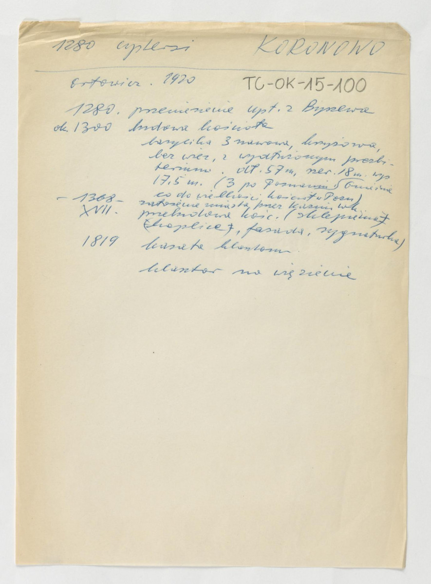 wypisy z Orłowicz Meczysław, Przewodnik po Poznańskiem, Lwów/Warszawa 1921 zawierający chronologię ważniejszych wydarzeń w dziejach miejscowego klasztor     , skan 1