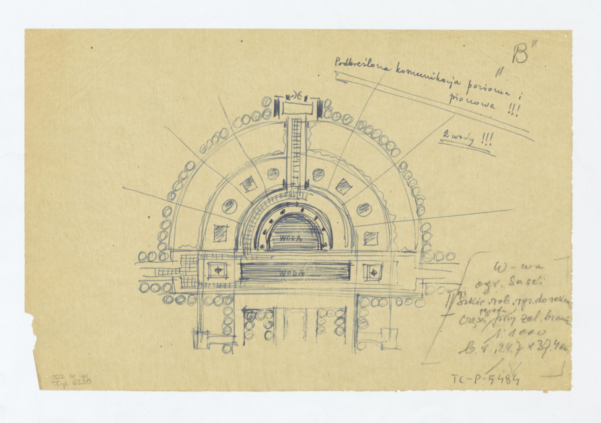 Ogród Saski-szkic roboczy części ogrodu przy Żelaznej Bramie ; - "B", skan 1