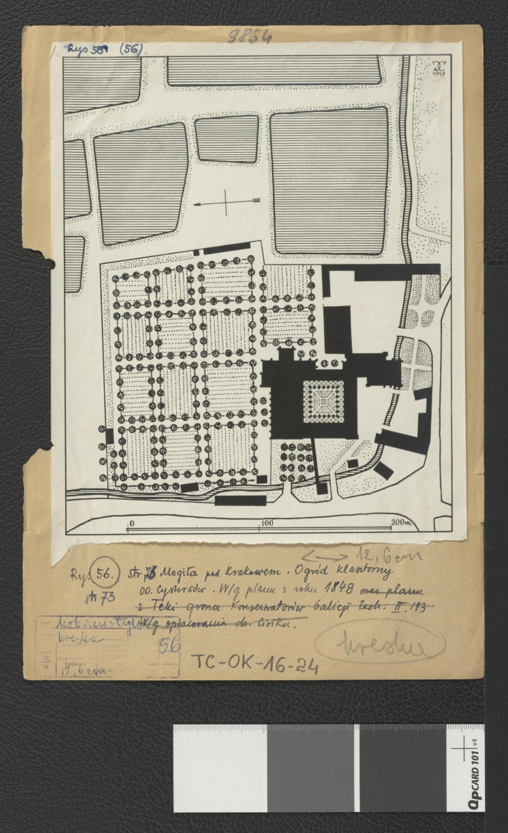reprodukcja rzutu zespołu klasztornego w Mogile opracowana przez Gerarda Ciołka według planu z 1848 r. , skan 1