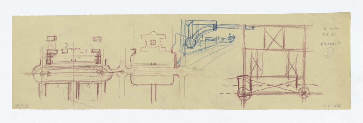 Pałac Kultury i Nauki - szkice robocze do koncepcji rozwiązania placu i ul. Marszałkowskiej na osi Pałacu Kultury i Nauki w związku z projektem konkursowym (9), skan 1