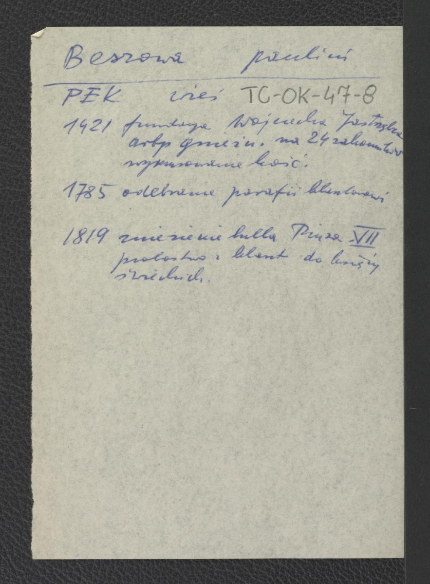 wypis z Podręczna Encyklopedia Kościelna, red. ks. Zygmunt Chełmicki, t. I-XLIV, Warszawa, 1904-1916 zawier. ważniejsze daty w dziejach miejscowego klasztoru począwszy od fundacji arcybiskupa gnieźnieńskiego Wojciecha Jastrzębia w 1421 r. , skan 1
