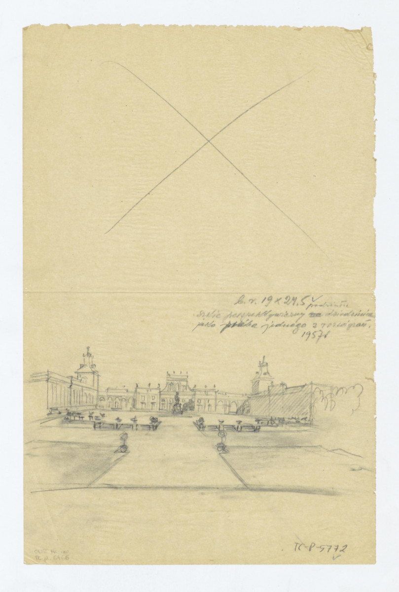 Wilanów-szkic perspektywiczny jednego z rozwiązań, skan 1