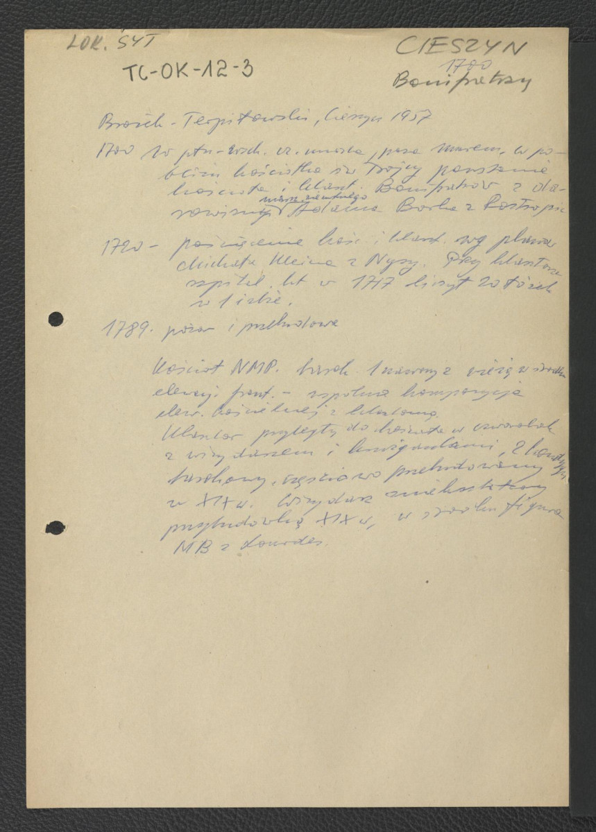 wypis z Brożek-Terpitowski, Cieszyn, 1957 zawierający ważniejsze epizody w dziejach miejscowego klasztoru począwszy od roku 1700 kiedy to poza murami miejskimi wzniesiono kościół i klasztor bonifratrów , skan 1