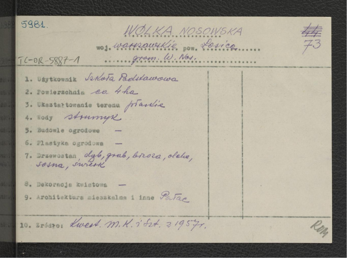 wypis z Kwestionariusz Ministerstwa Kultury i Sztuki z 1957 r.; brak obwoluty , skan 1