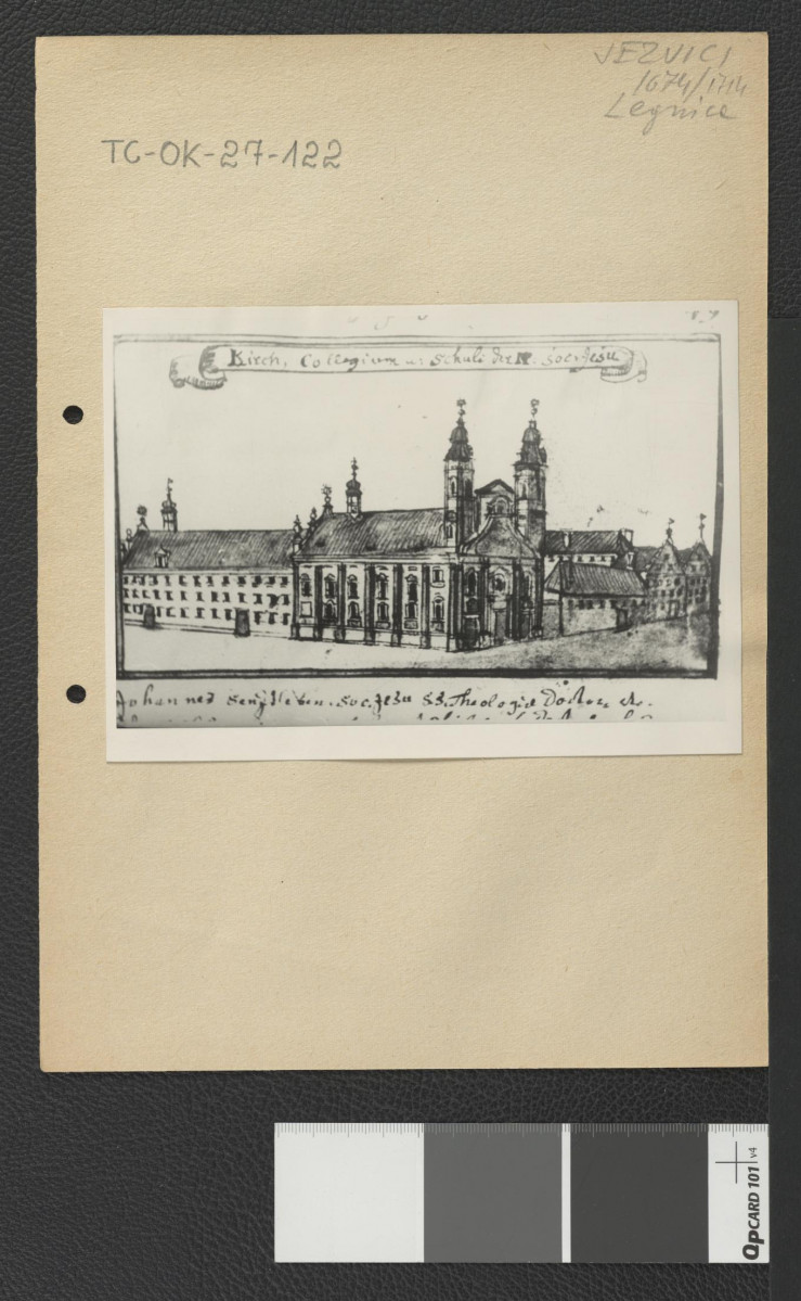 reprodukcja ryciny zamieszczonej w Wernher Friedrich Bernhard., Topografia Śląska, 1744-1768, a przedstawiającej widok na zabudowania miejscowego konwentu                                 , skan 1