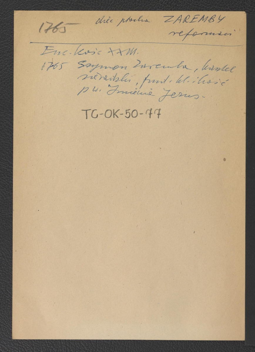 odsyłacz do Podręczna Encyklopedia Kościelna, red. ks. Zygmunt Chełmicki, t. I-XLIV, Warszawa, 1904-1916 wzmiankujący ufundowanie klasztoru w 1765 r. przez kasztelana sieradzkiego Szymona Zarembę, skan 1