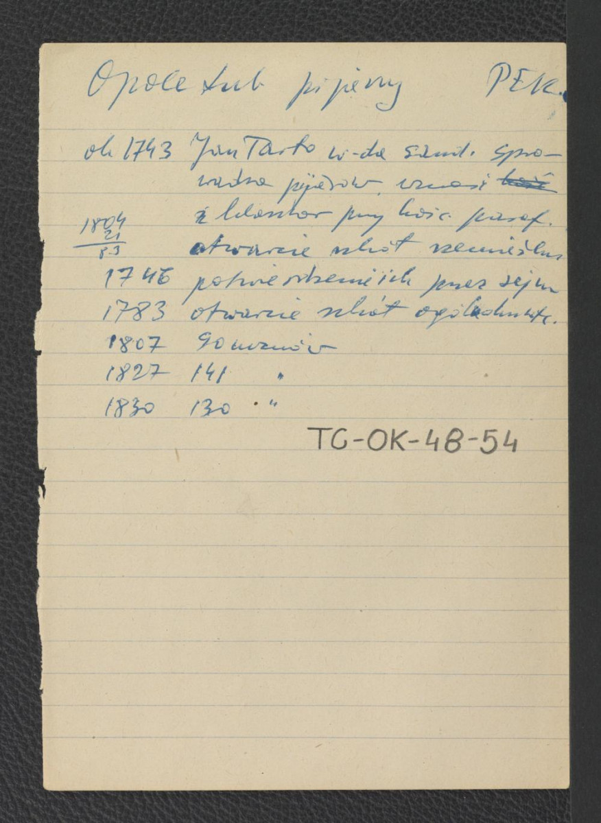 wypis z Podręczna Encyklopedia Kościelna, red. ks. Zygmunt Chełmicki, t. I-XLIV, Warszawa, 1904-1916 wzmiankujący ważniejsze daty w dziejach miejscowego zgromadzenia począwszy od fundacji Jana Tarły z ok. 1743 r. , skan 1