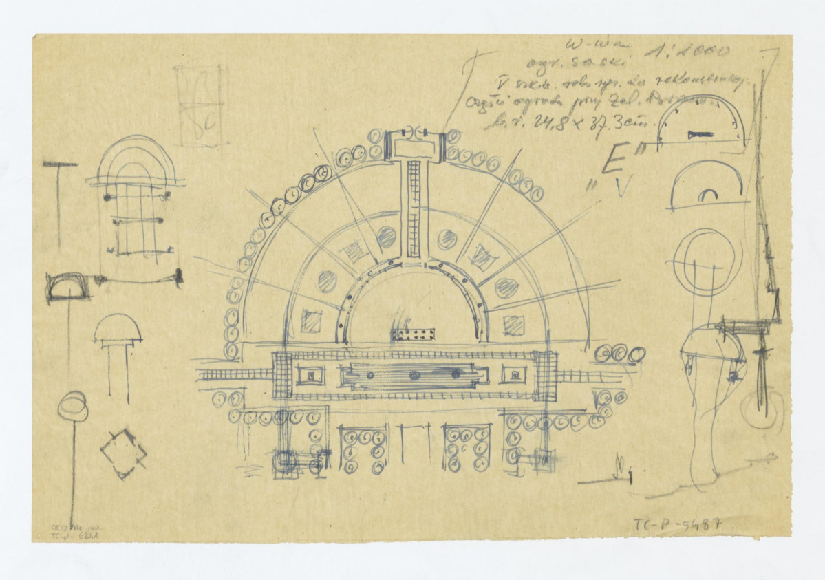 Ogród Saski-szkic roboczy części ogrodu przy Żelaznej Bramie ; - "E", skan 1