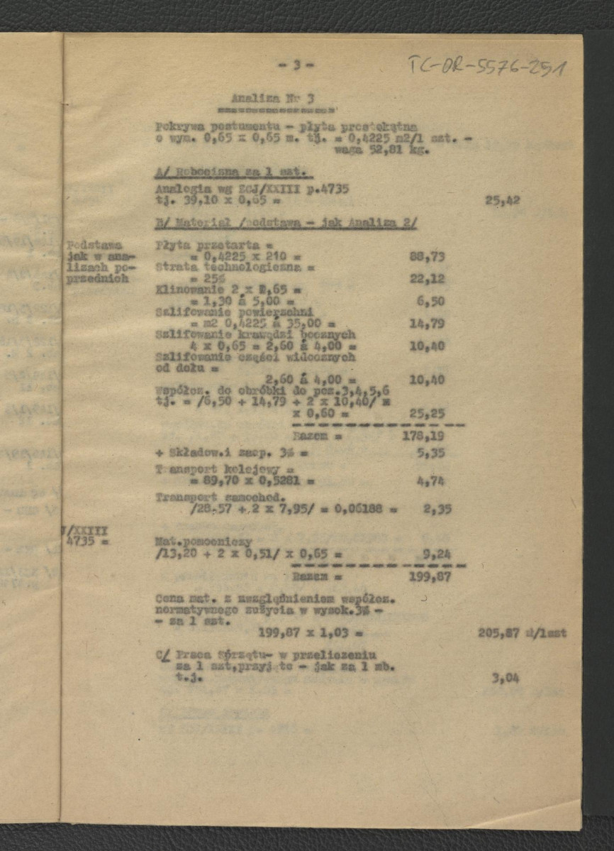 kosztorys budowlany do projektu technicznego opracowanego przez G. Ciołka w lipcu 1962 r.; jedenaście kart , skan 6