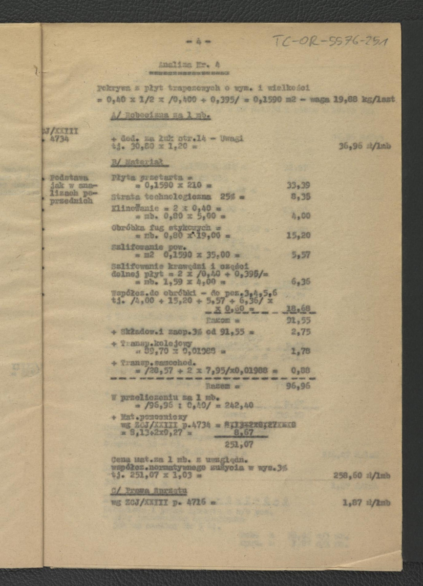 kosztorys budowlany do projektu technicznego opracowanego przez G. Ciołka w lipcu 1962 r.; jedenaście kart , skan 7