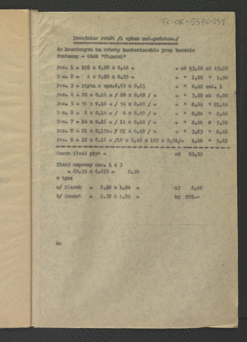 kosztorys budowlany do projektu technicznego opracowanego przez G. Ciołka w lipcu 1962 r.; jedenaście kart , skan 12